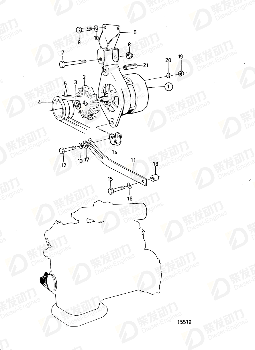 volvo penta V-belt 966993 Drawing volvo penta V-belt 966993 Drawing
